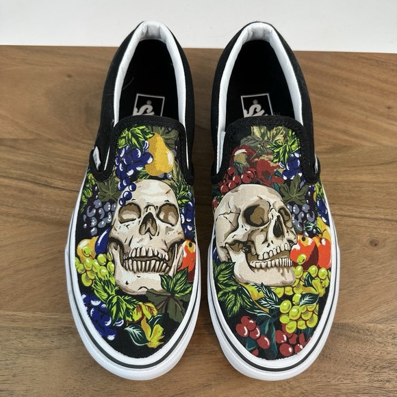 New Mens‎ Vans Fruit Skull Black Mushroom Skateboarding Shoes Sneakers Sz 7 M